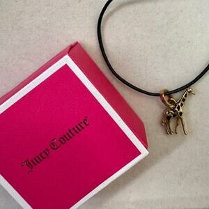 VTG Juicy Couture Giraffe Mini Charm Cord Bracelet Gold Tone